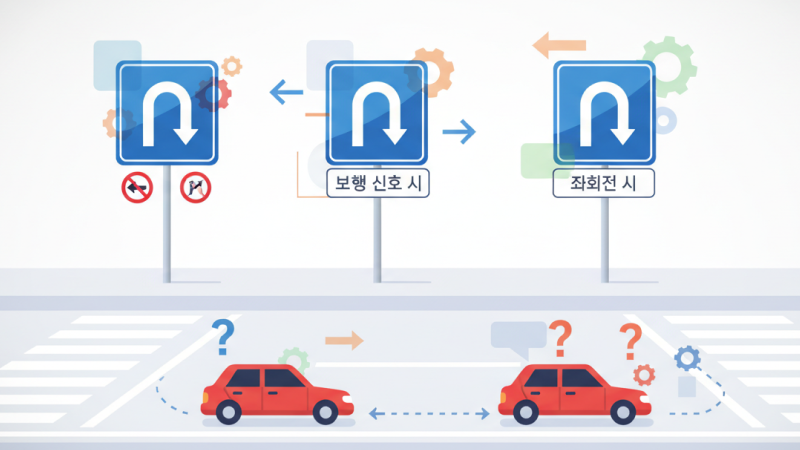 유턴방법, 유턴규칙, 유턴표지판, 비보호유턴, 유턴신호위반